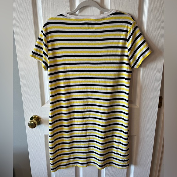 Tommy Hilfiger Sunflower & Blue Stripe Chambray Pocket T-Shirt Dress sz L - Picture 5 of 8